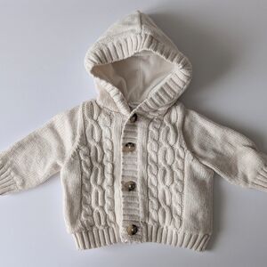 Gymboree Cream Cable Knit Hooded Cardigan